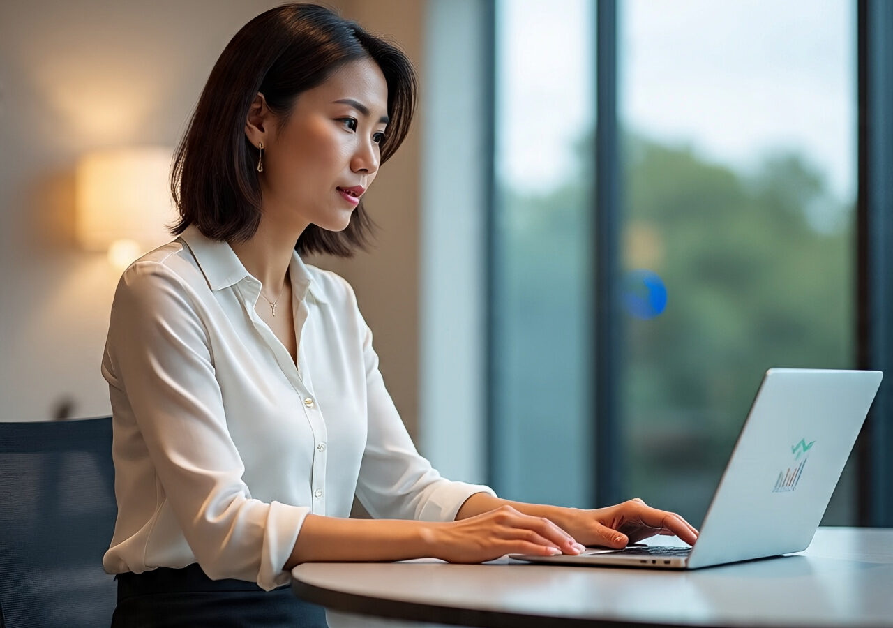 corporate girl using laptop